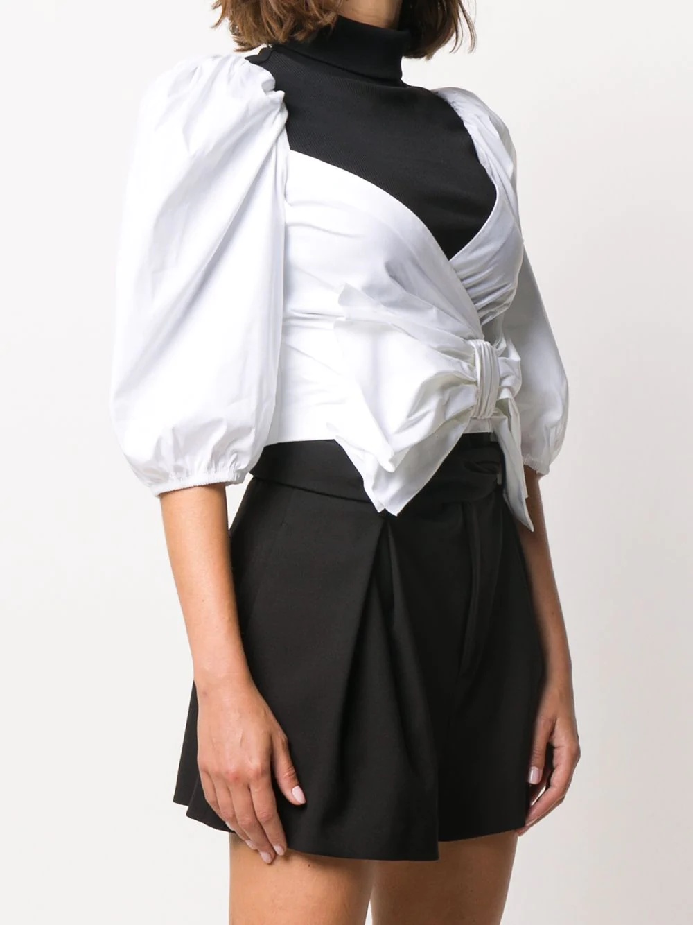 bow-detail V-neck blouse - 3