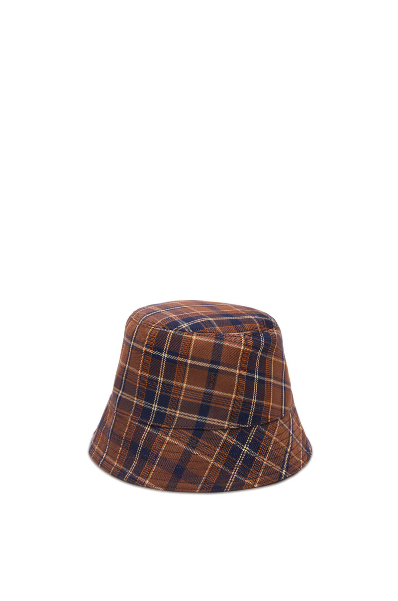Loewe Reversible bucket hat in waxed canvas and tartan outlook