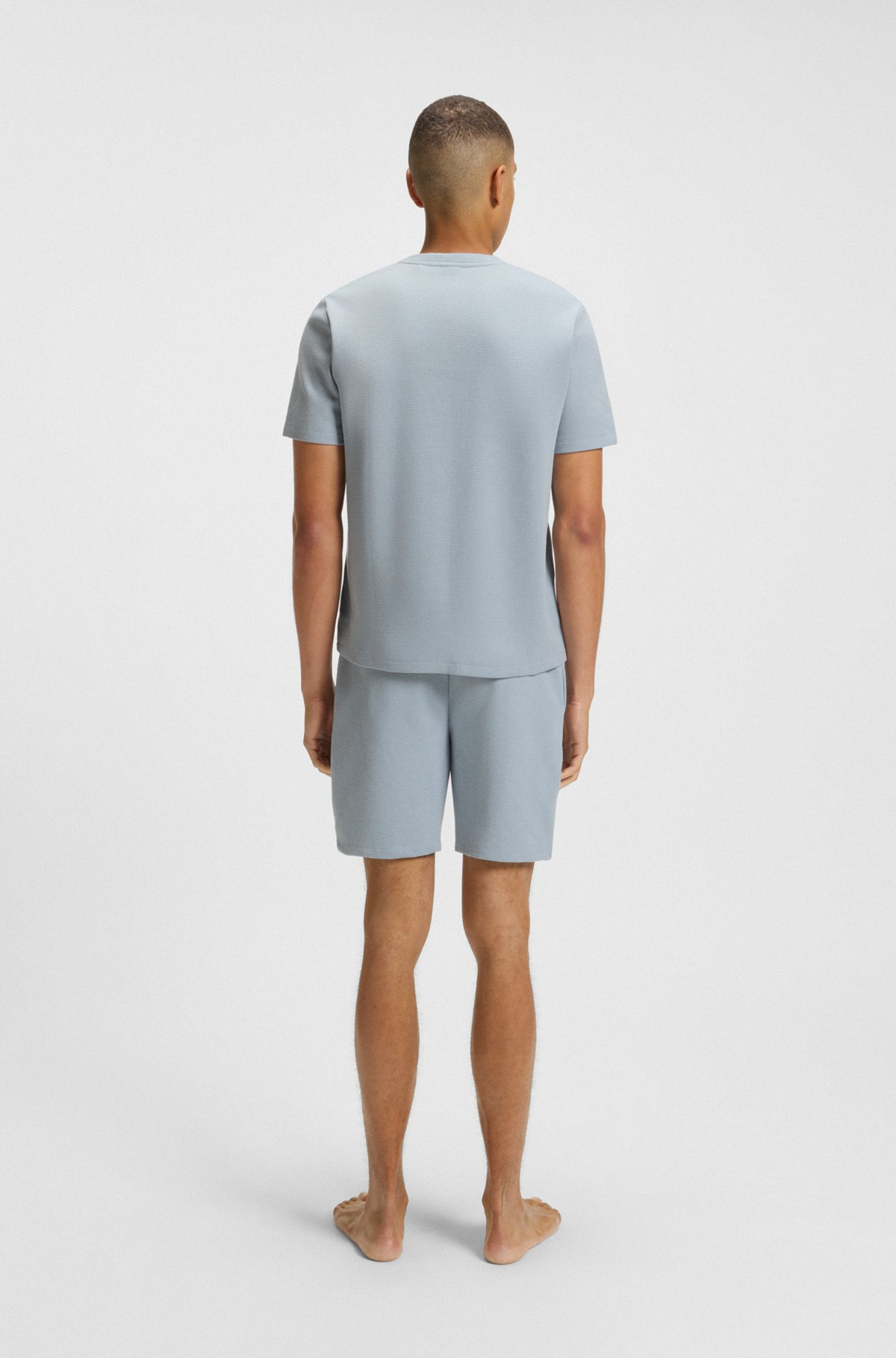 WAFFLE-STRUCTURED PAJAMA SHORTS WITH EMBROIDERED LOGO - 4