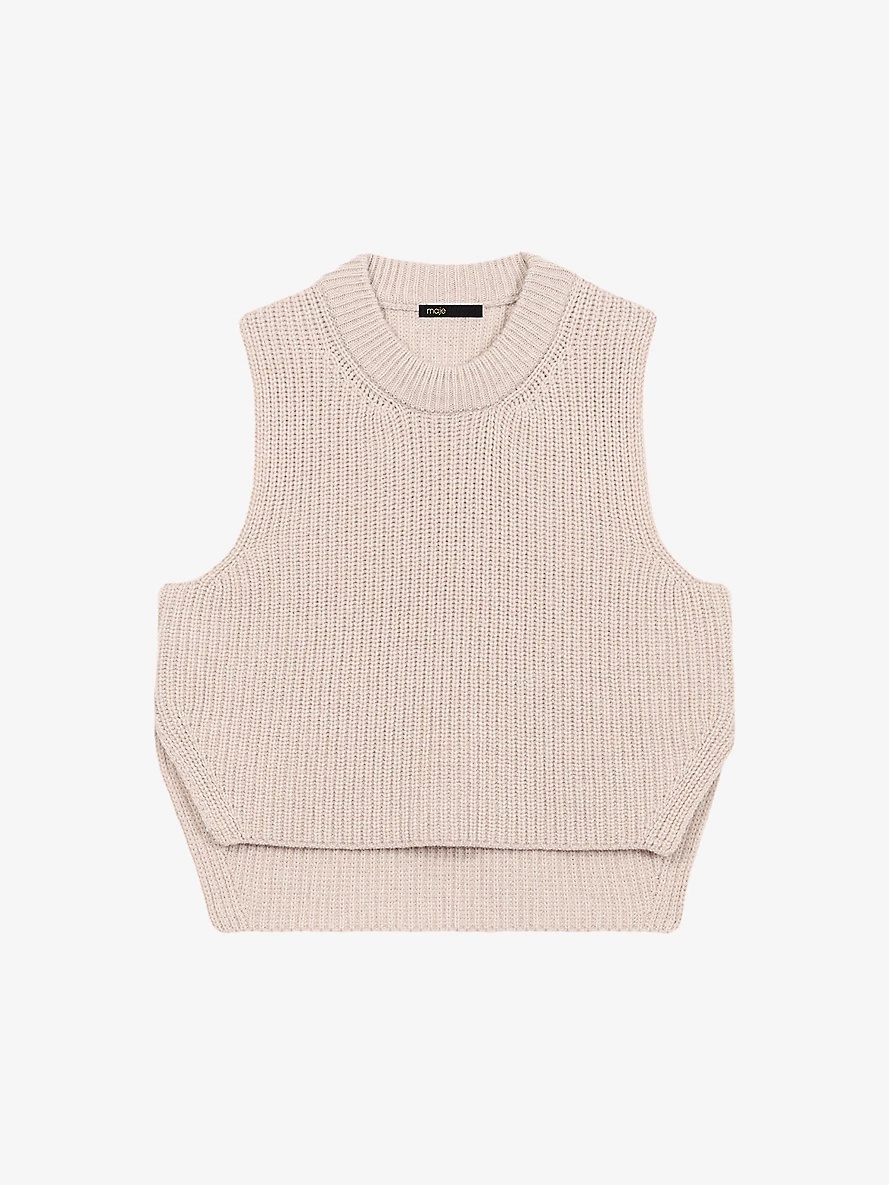 Ribbed split-hem wool vest - 1