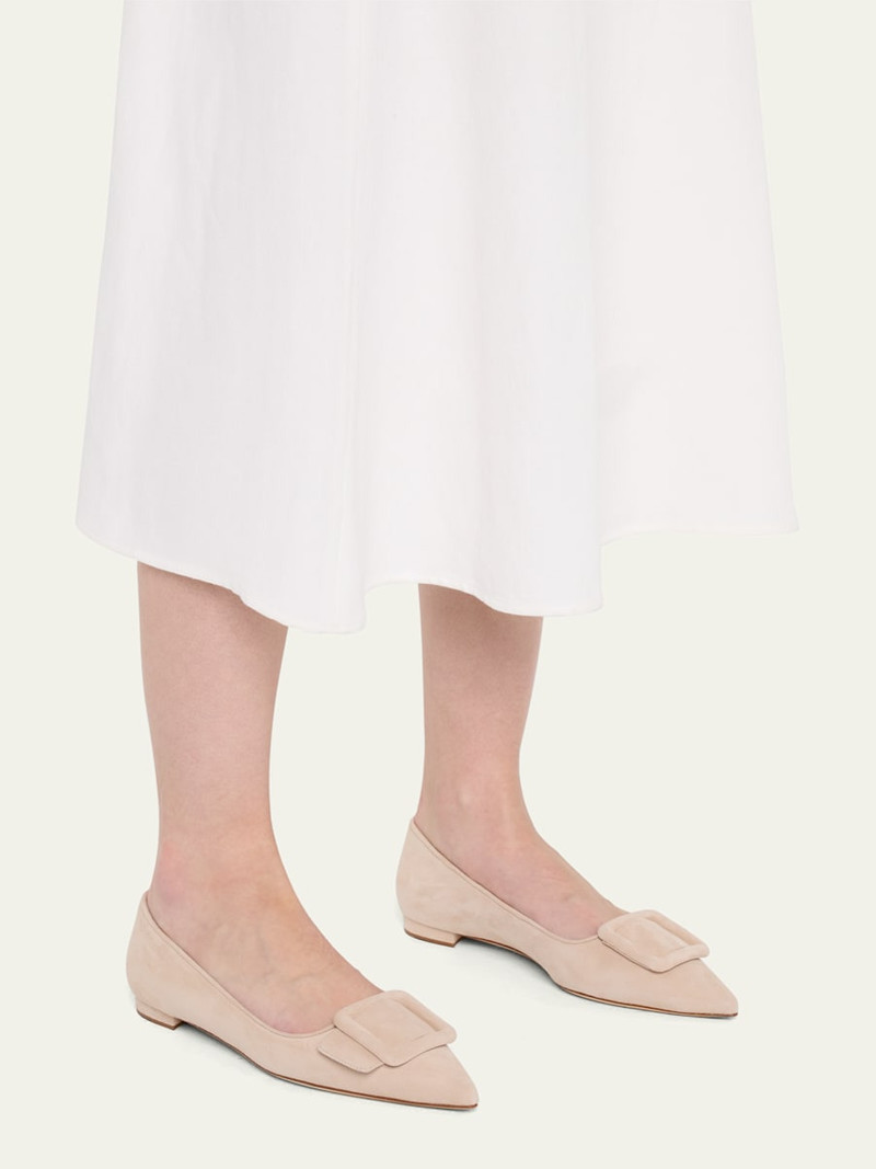 Manolo Blahnik Maysale Suede Buckle Ballerina Flats outlook