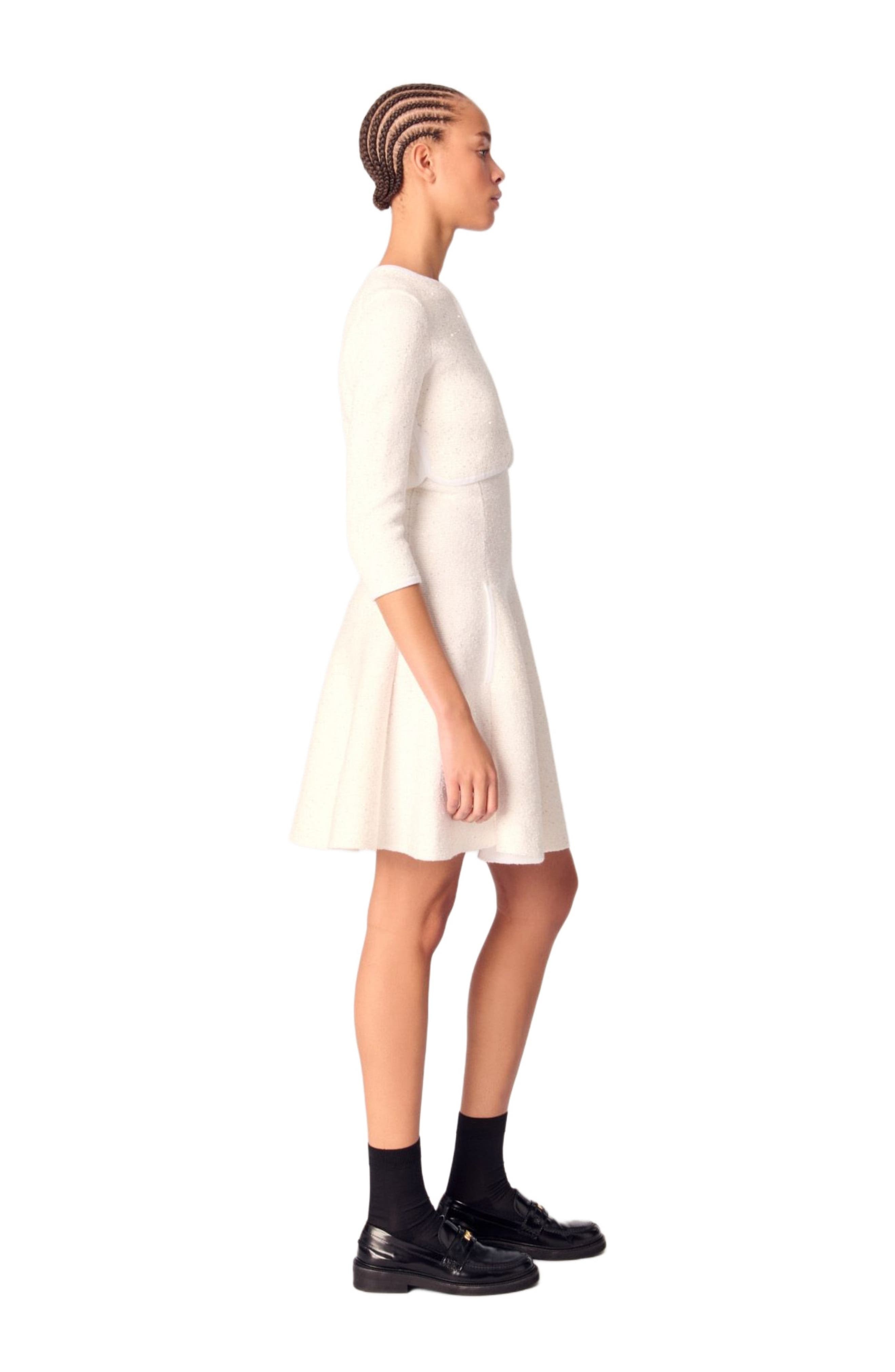 maje Cropped cardigan with rhinestones in White at Nordstrom - 3