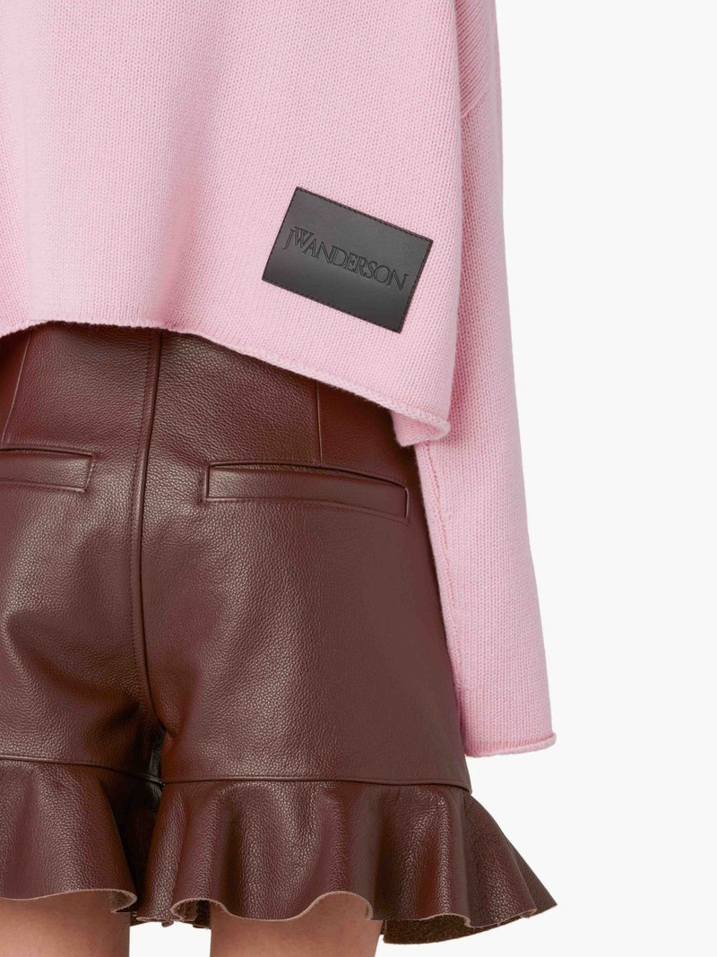 PADLOCK STRAP RUFFLED LEATHER SHORTS 5