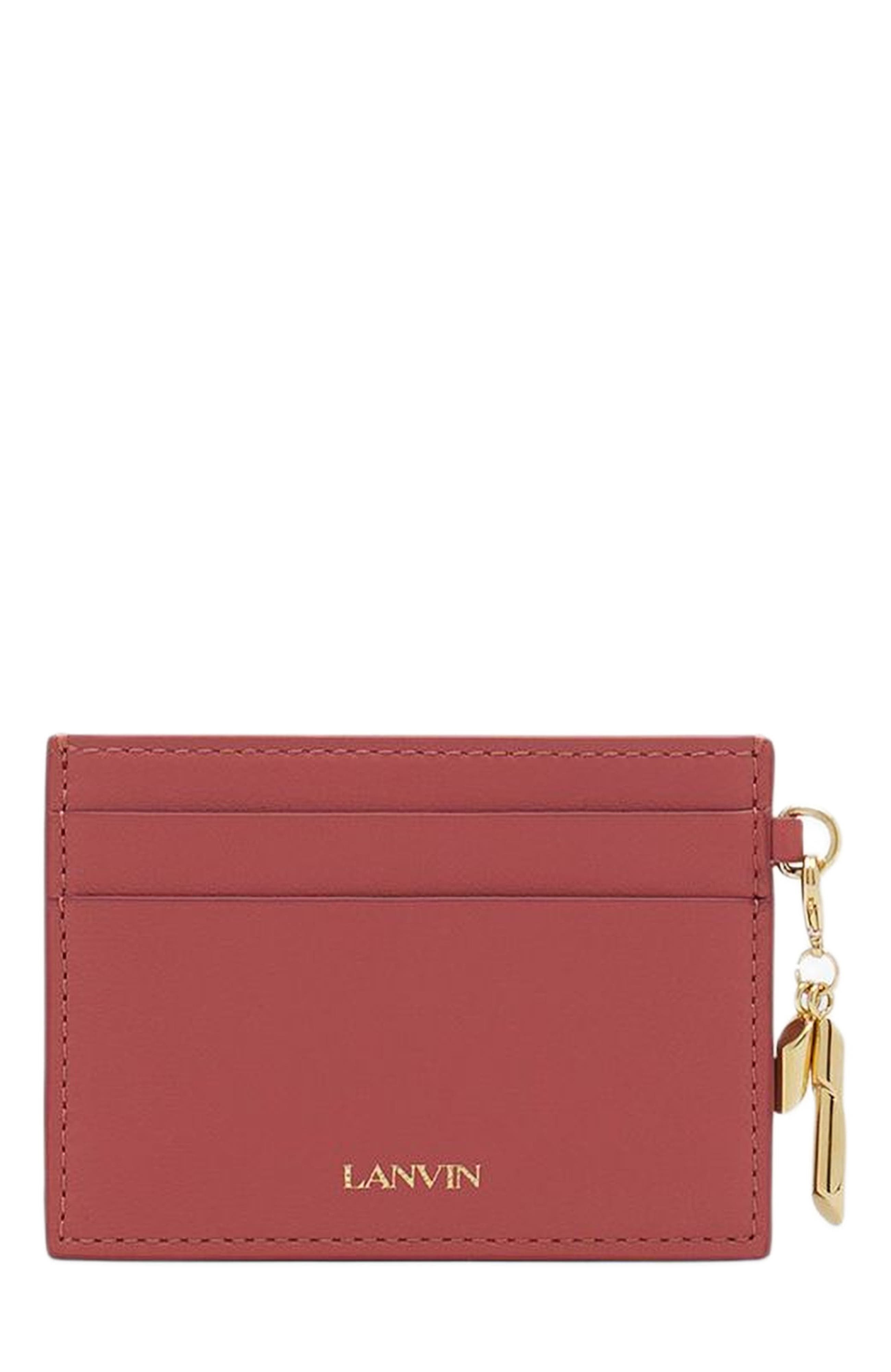 Lanvin Séquence Leather Cardholder in Litchi at Nordstrom - 1