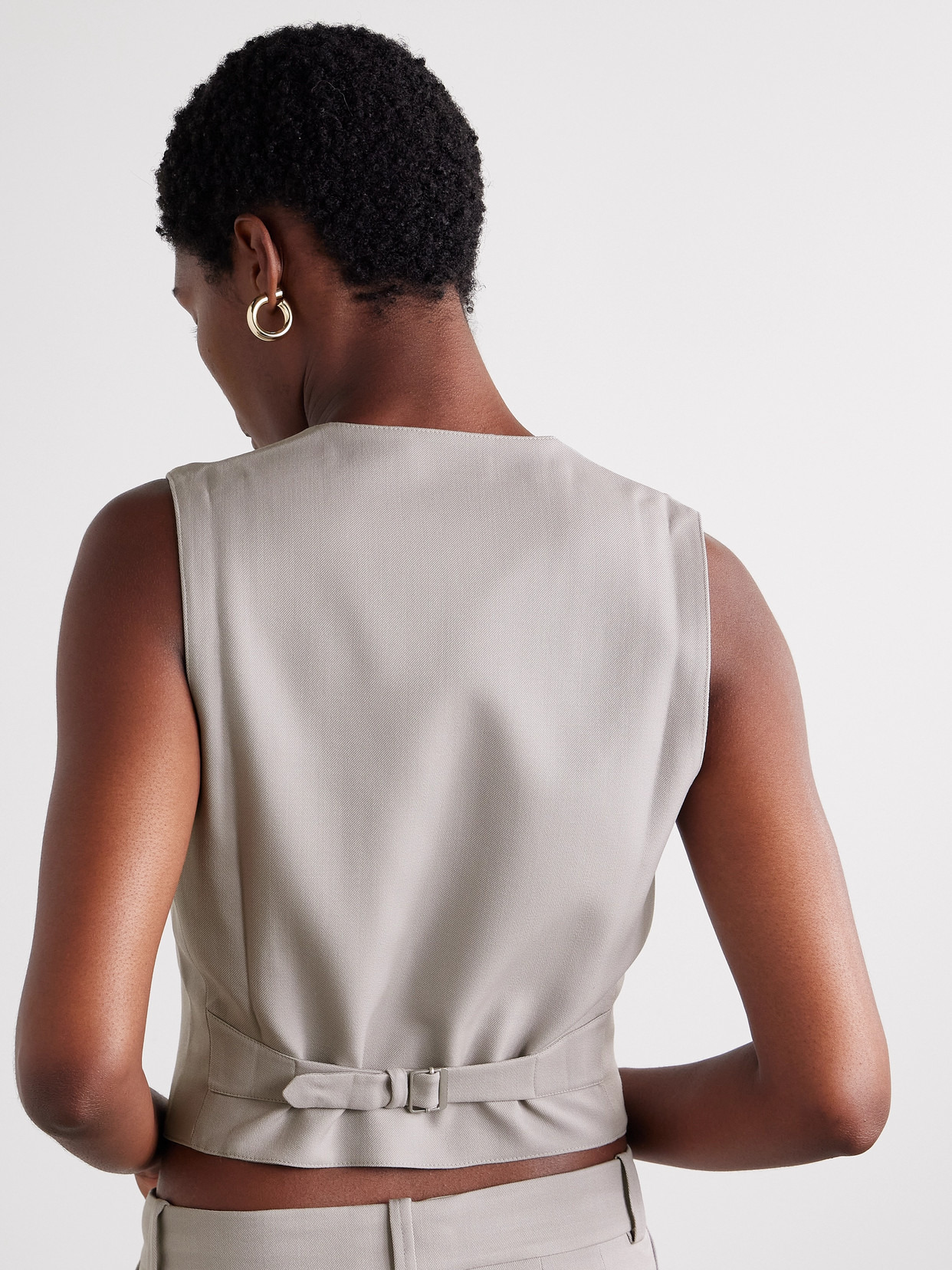 Cropped Grain De Poudre Wool Vest - 3