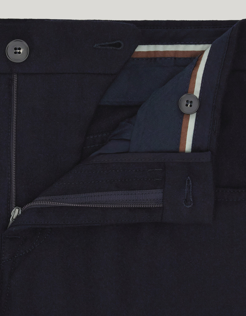 NAVY BLUE FIVE POCKET FLANNEL IMPECCABILE WOOL PANTS 5