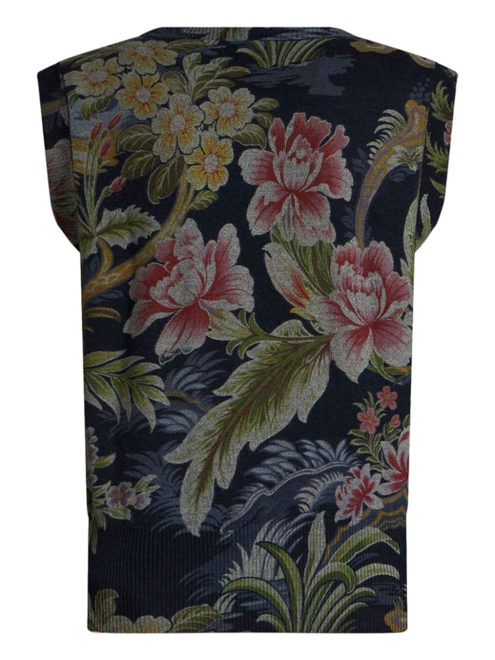 floral-print round-neck vest - 2