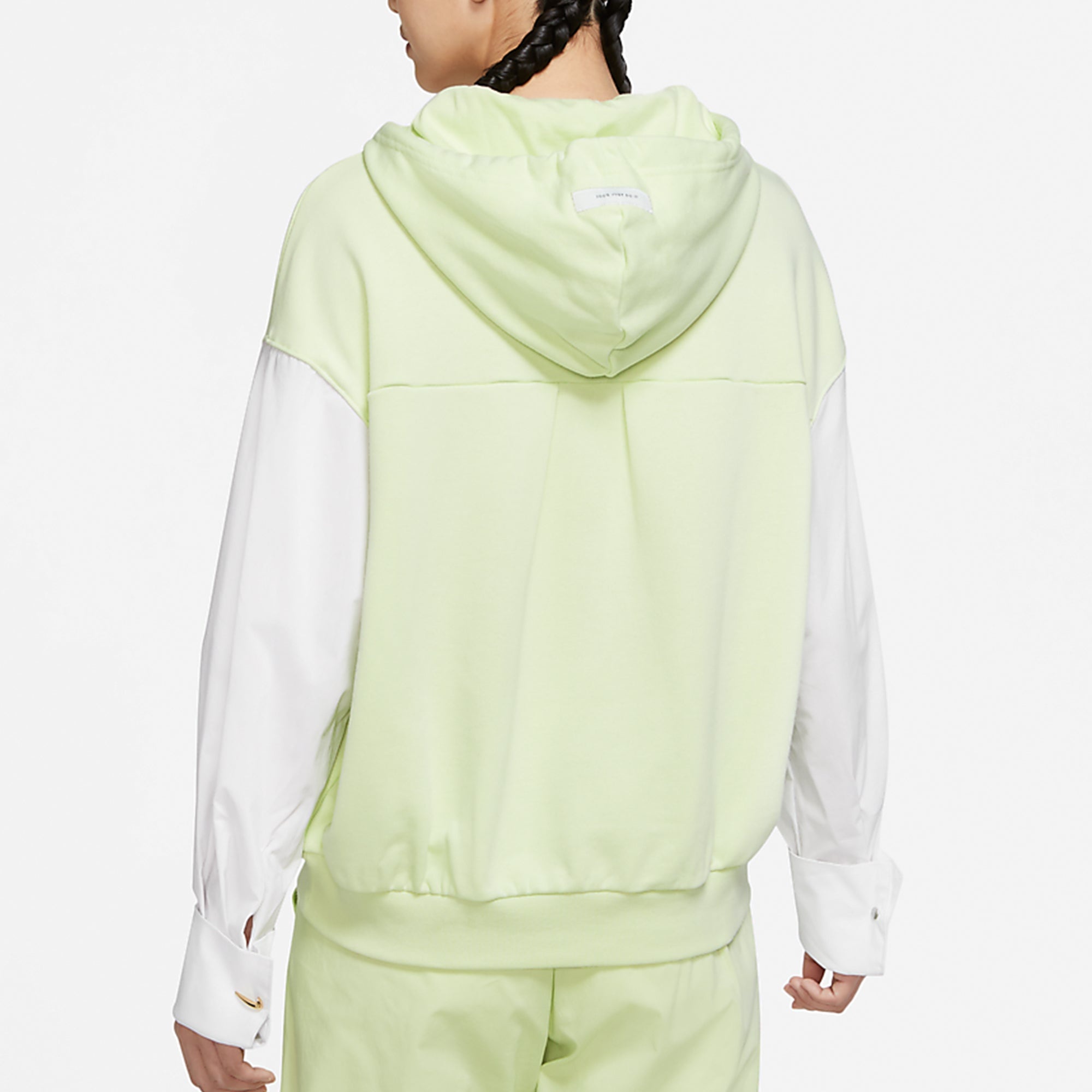 (WMNS) Nike Sportswear Icon Clash Embroidery Logo Hoodie Green/Yellow DD5053-303 - 4