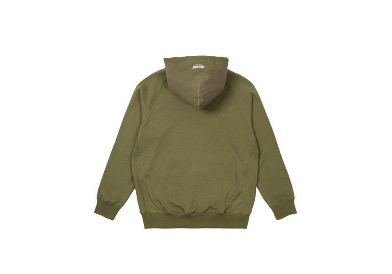 PALACE 1/4 ZIP COTTON PANEL HOOD OLIVE outlook