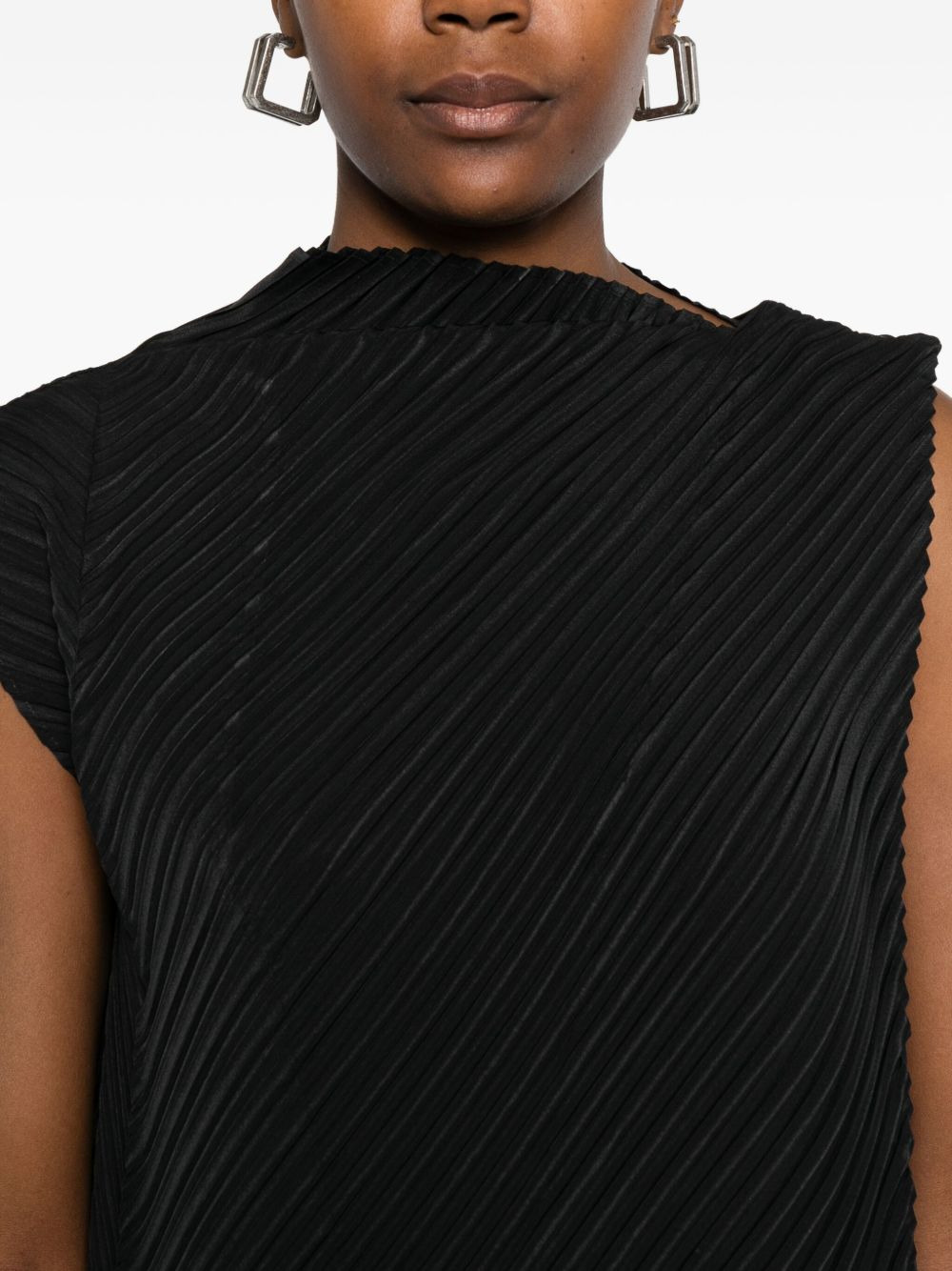 pleated sleeveless asymmetrical dress - 5