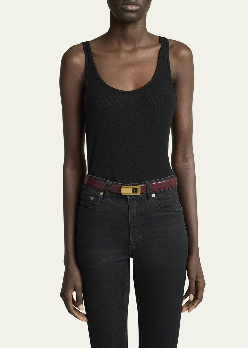 SAINT LAURENT YSL Skinny Leather Belt outlook