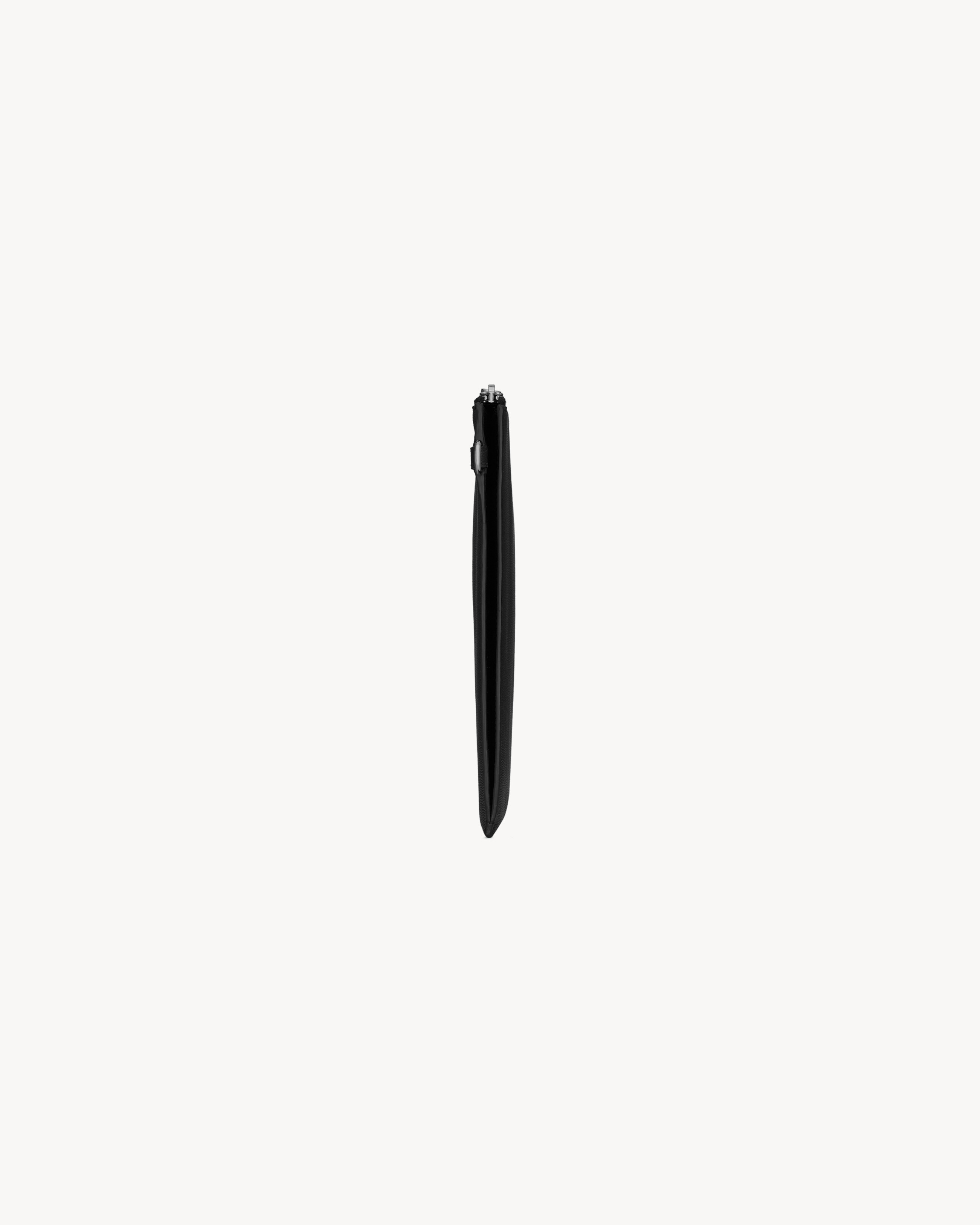 SAINT LAURENT PARIS ZIPPED TABLET HOLDER IN GRAIN DE POUDRE-LEATHER - 3