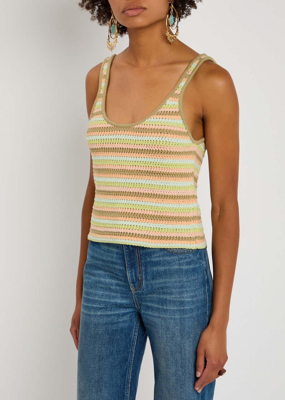 Chloe Logo-embroidered Striped Knit Tank - 2