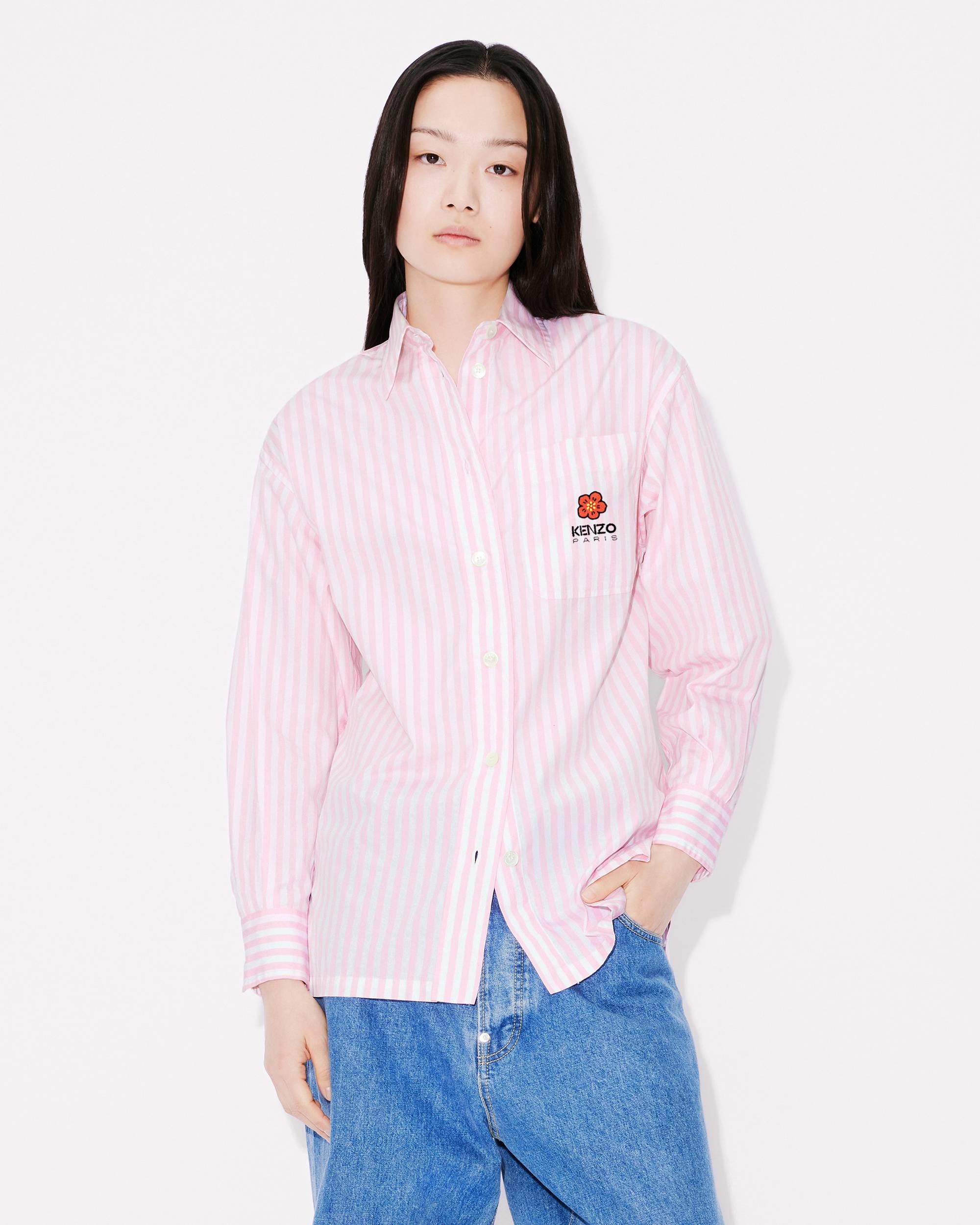 'Boke Flower' oversized striped shirt with embroidery - 3