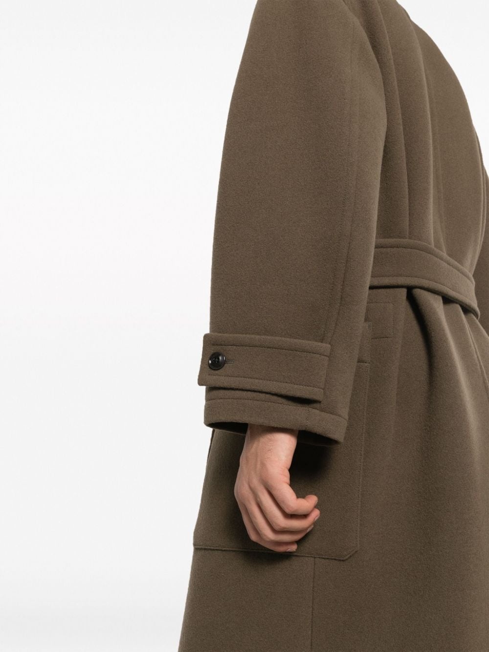 wool wrap belted-waist coat - 6