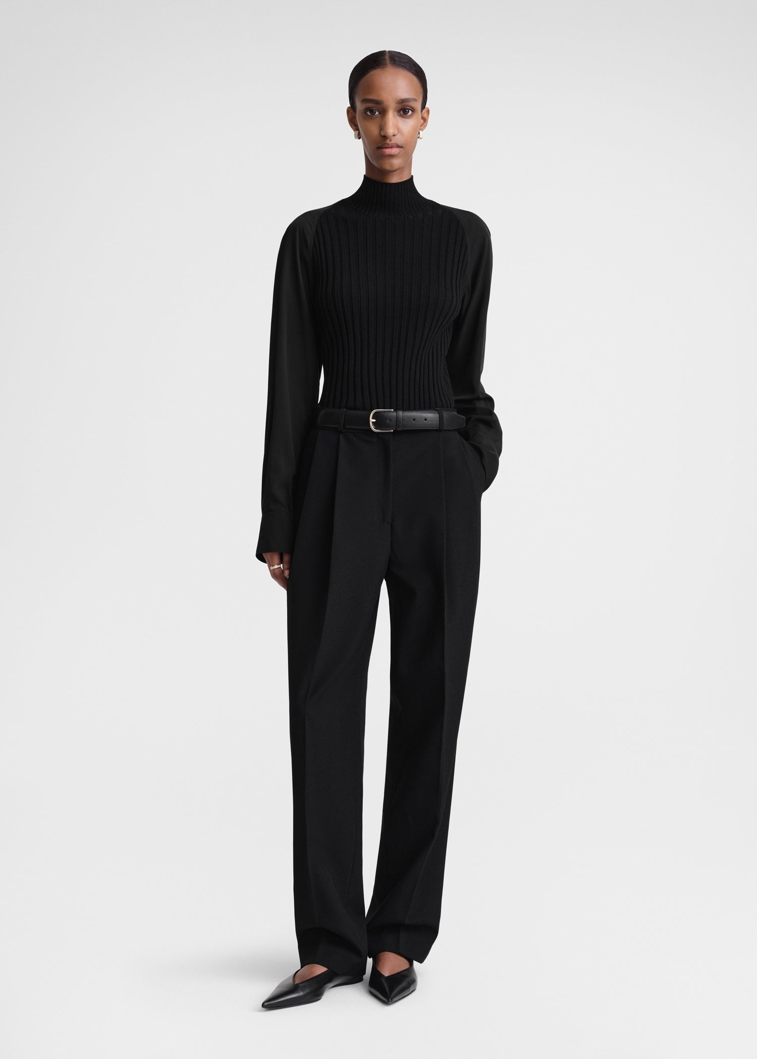 Double-pleated tailored trousers black - 2