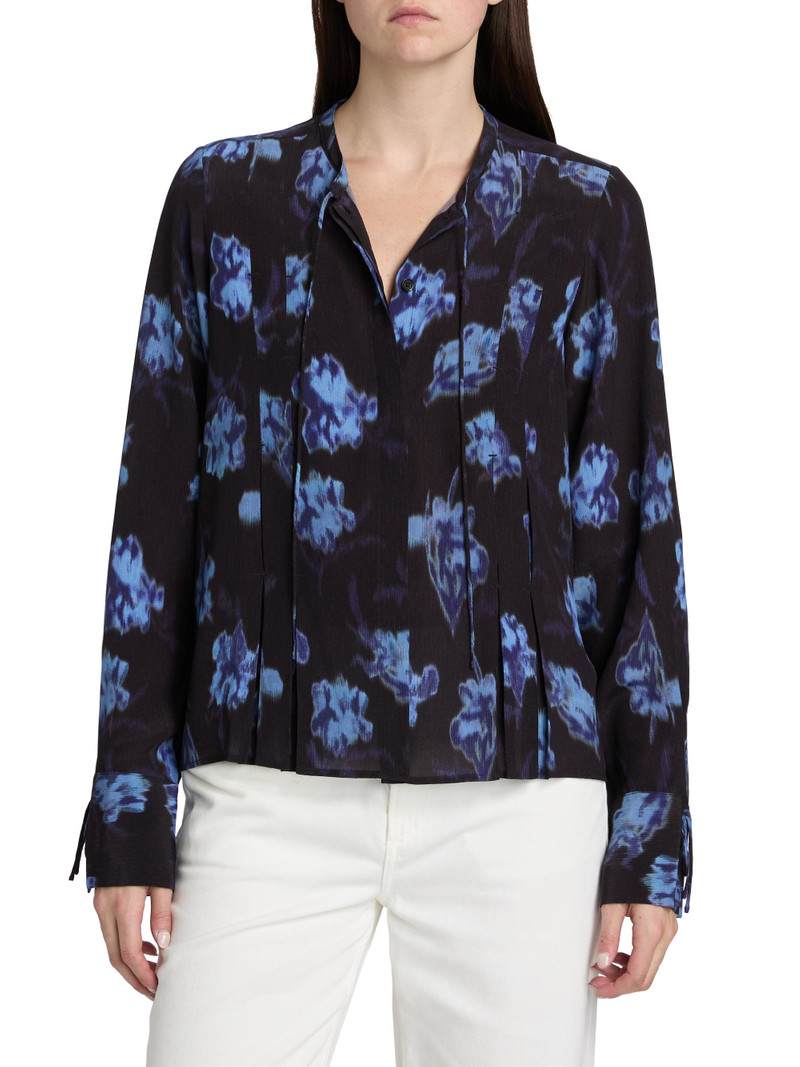 Women's Arden Printed Pleated Blouse - Dark Floral Print 3