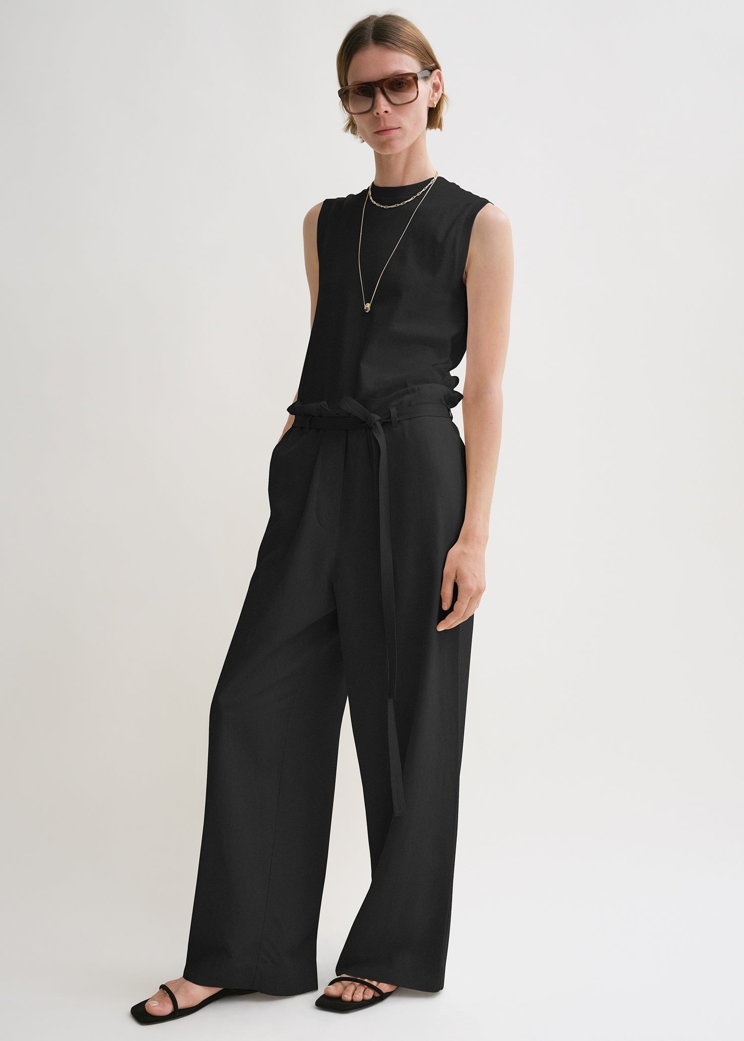 Fluid tie-waist trousers black - 2