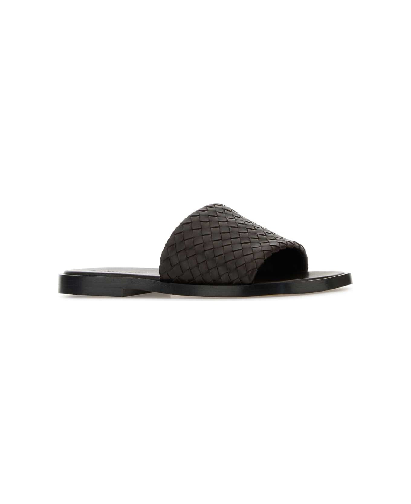 Chocolate Nappa Leather Slippers - 2