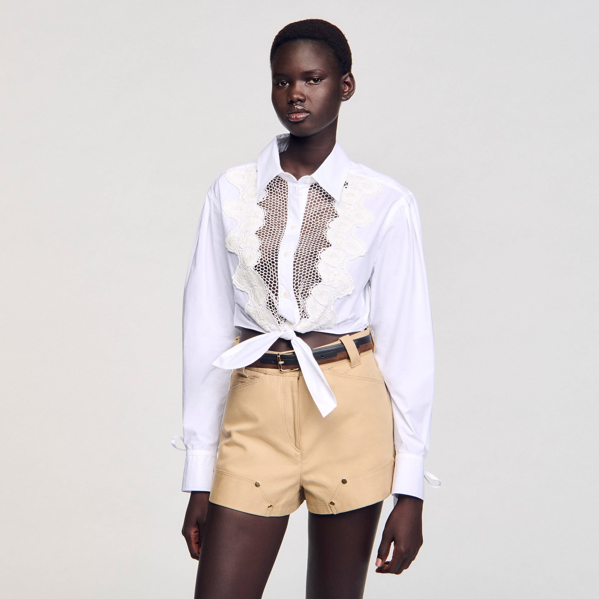 LACE BIB SHIRT - 4