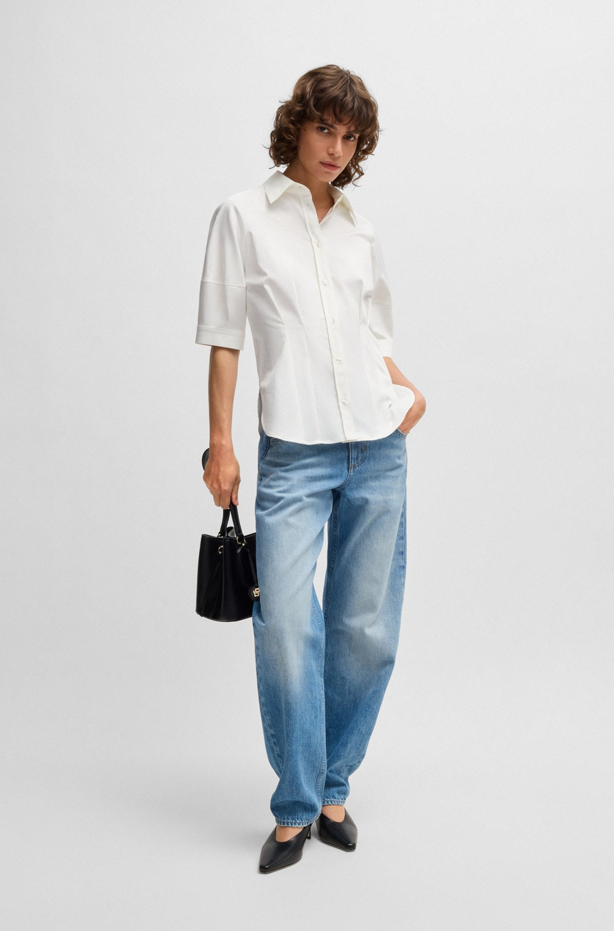 TAILORED BLOUSE IN STRETCH COTTON - 4