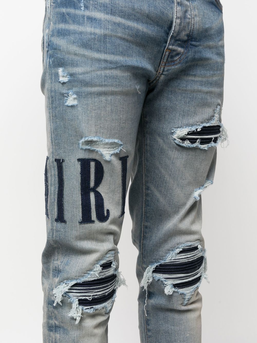 Appliqué-logo distressed jeans - 5