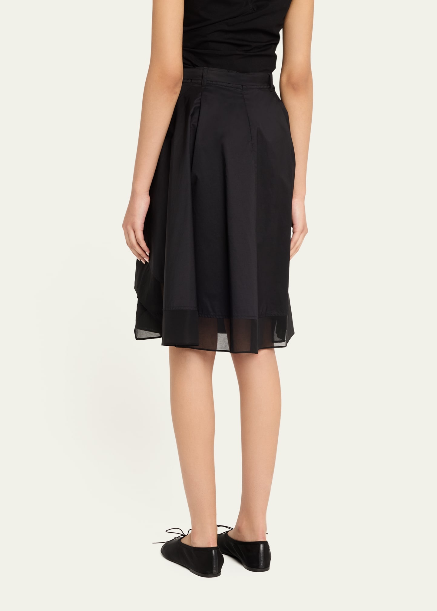 Flounce Chiffon-Hem Midi Skirt - 3