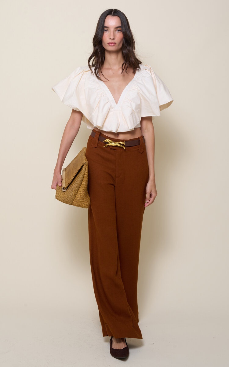 Veo La Luz Ruffled Cotton Poplin Top off-white - 2