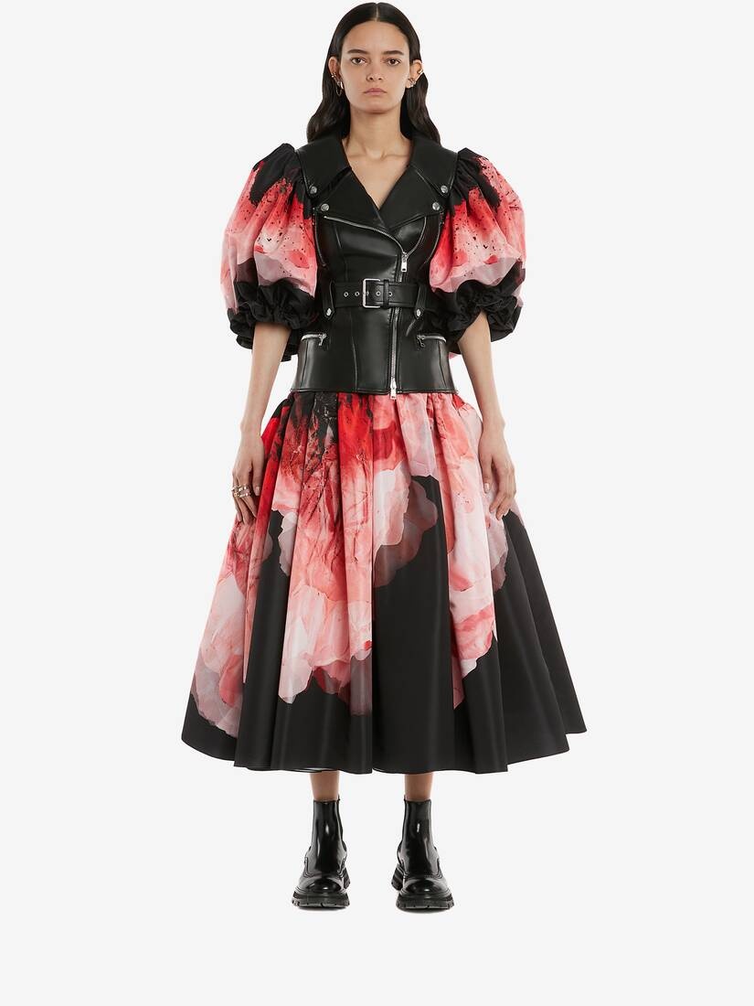 Anemone Print Biker Jacket in Black/pink - 2