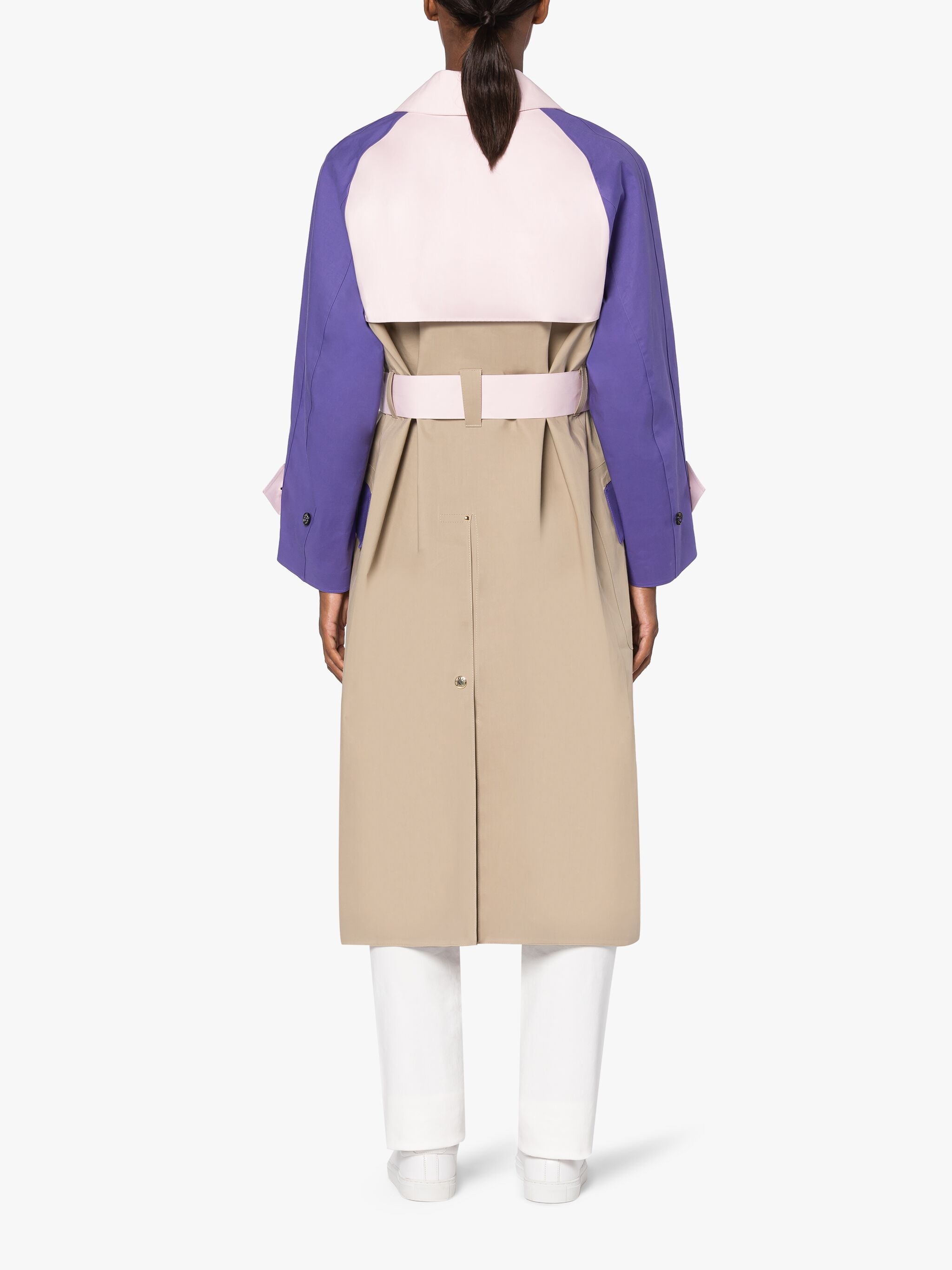 KNIGHTSWOOD FAWN BONDED COTTON COLOURBLOCK TRENCH COAT - 4