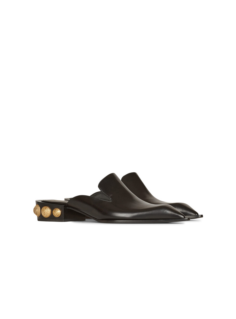 Shiny  leather Coin mule loafers 2