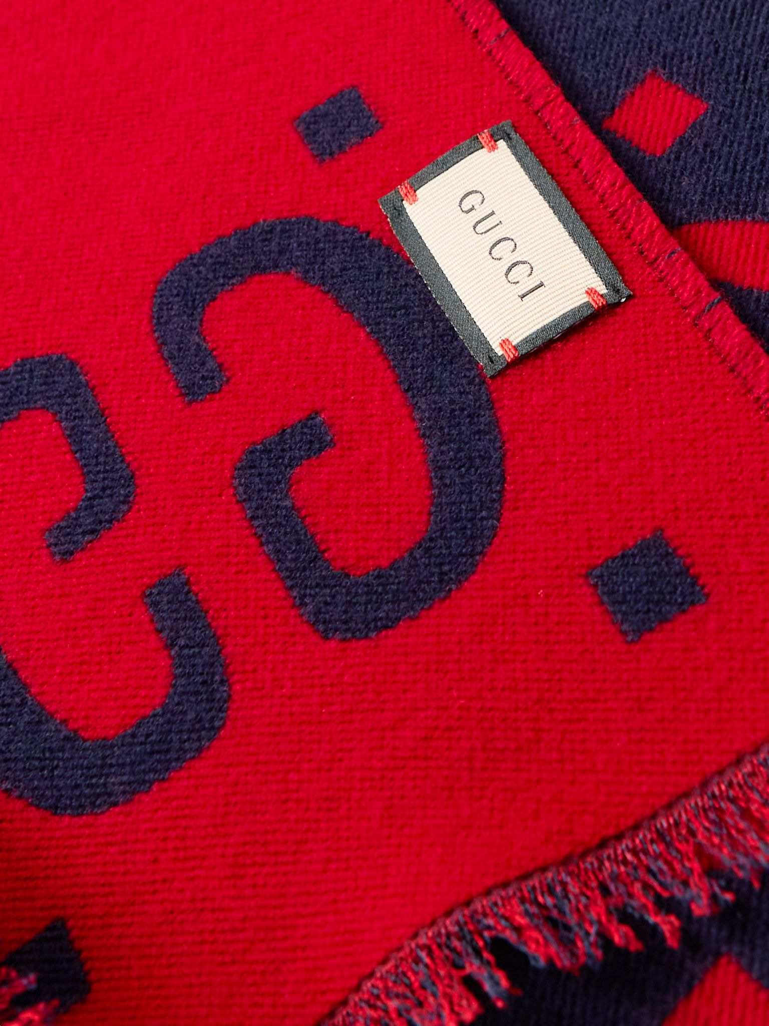 Logo-Jacquard Wool and Silk-Blend Scarf Storm blue - 3