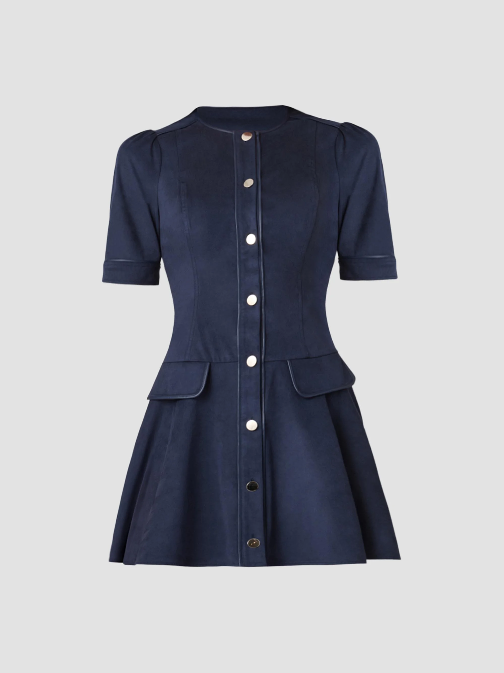 Women's Merina Mix Media Mini Dress - Navy - 1