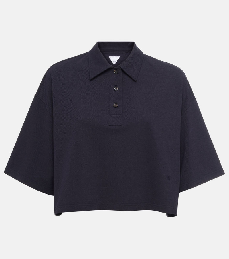 Cropped cotton-blend piqué polo shirt 1