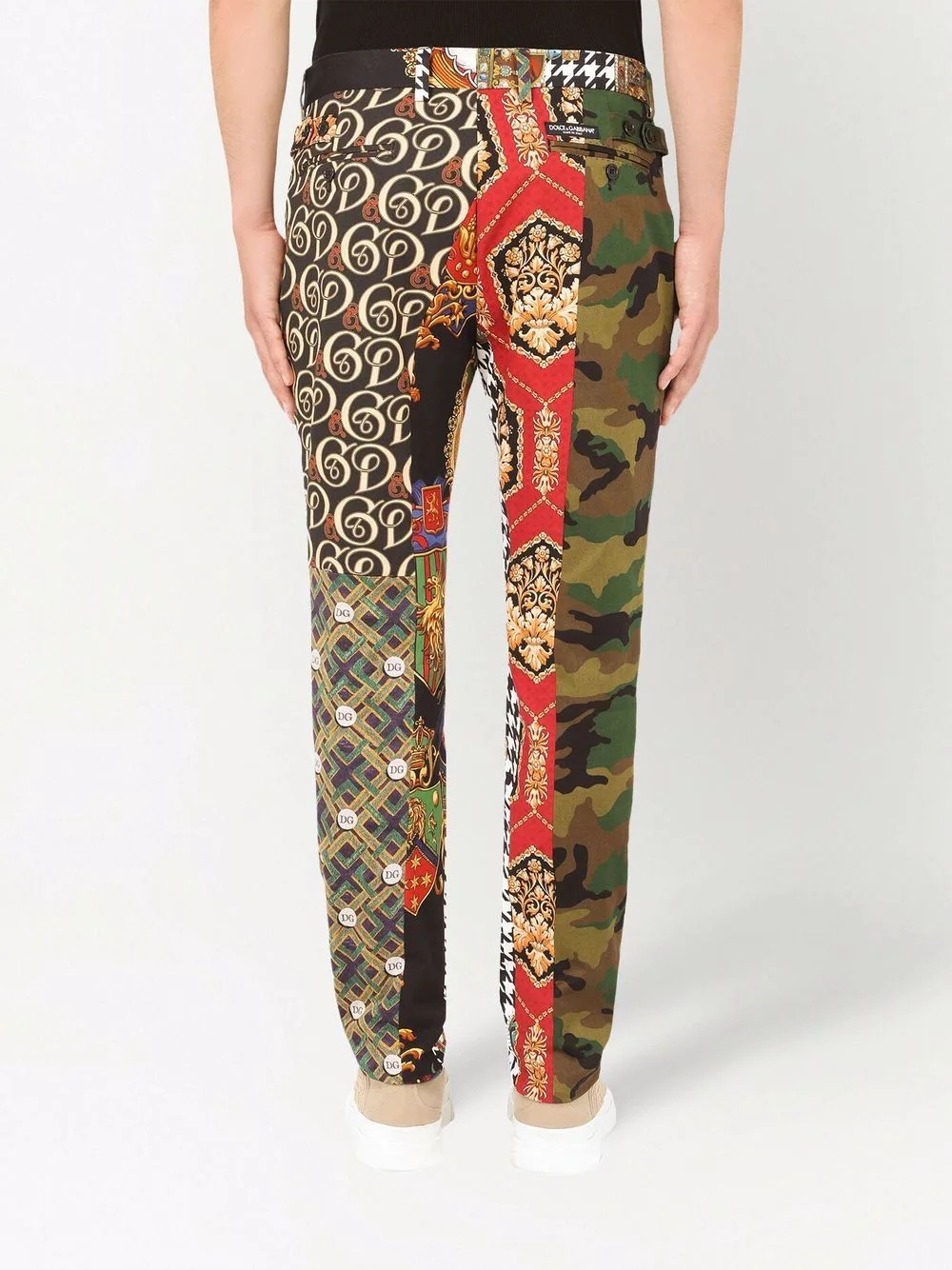 patchwork-print chino trousers - 4