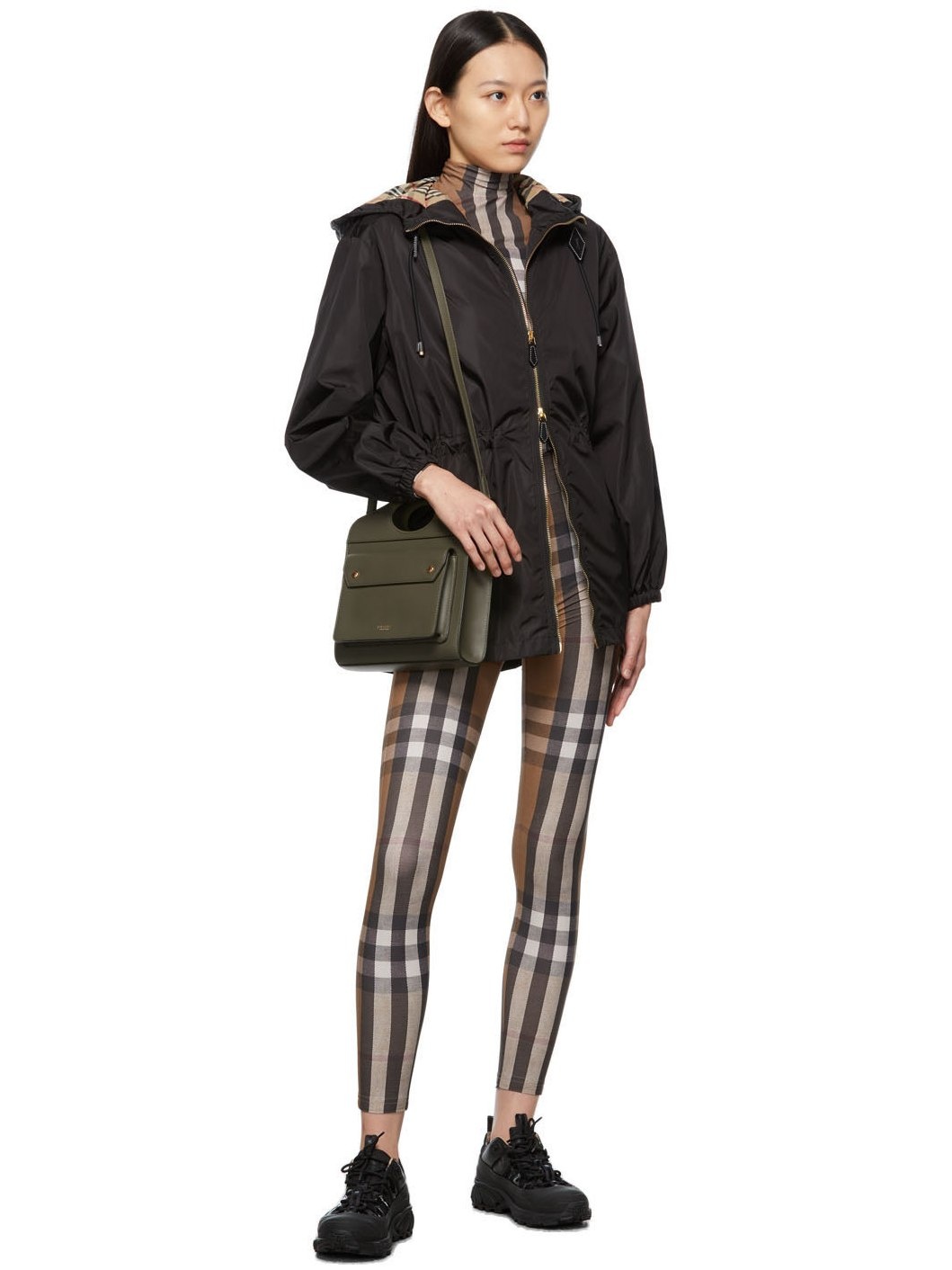 Burberry Black Nylon Check Hood Binham Jacket | ssense