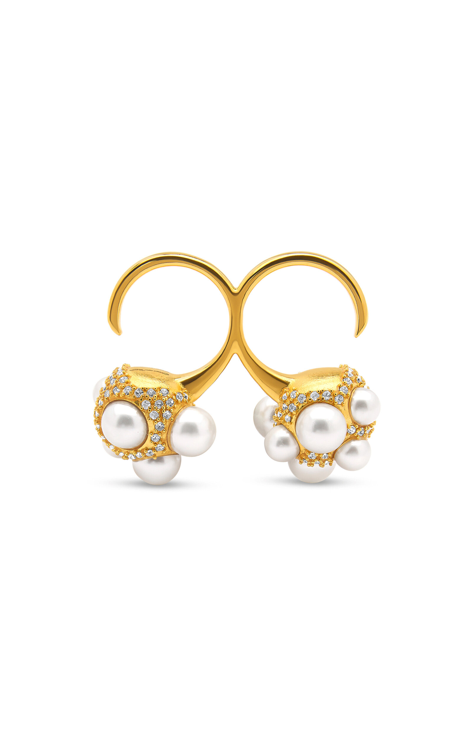 Pearl Pave Cluster Double Ring gold - 4