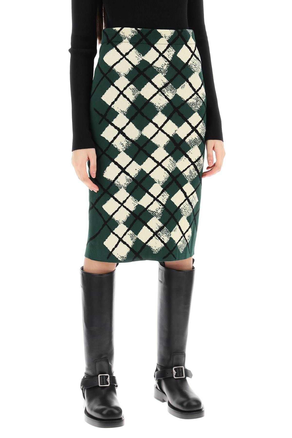 "KNITTED DIAMOND PATTERN MIDI SKIRT - 3