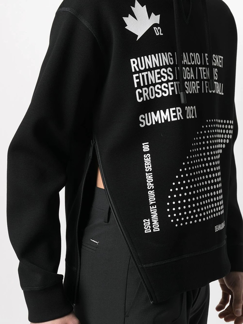 zipped side slogan print hoodie 5