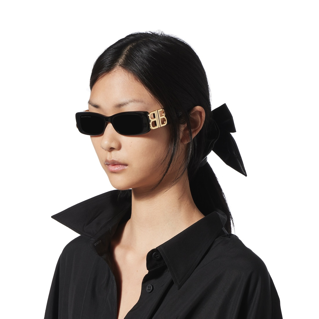 Dynasty Rectangle Sunglasses in Black - 6