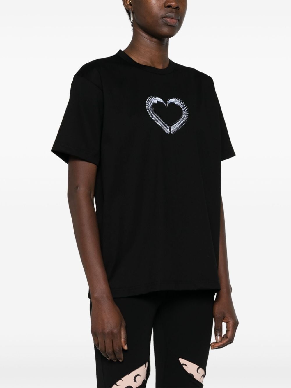 graphic-heart print cotton T-shirt - 3