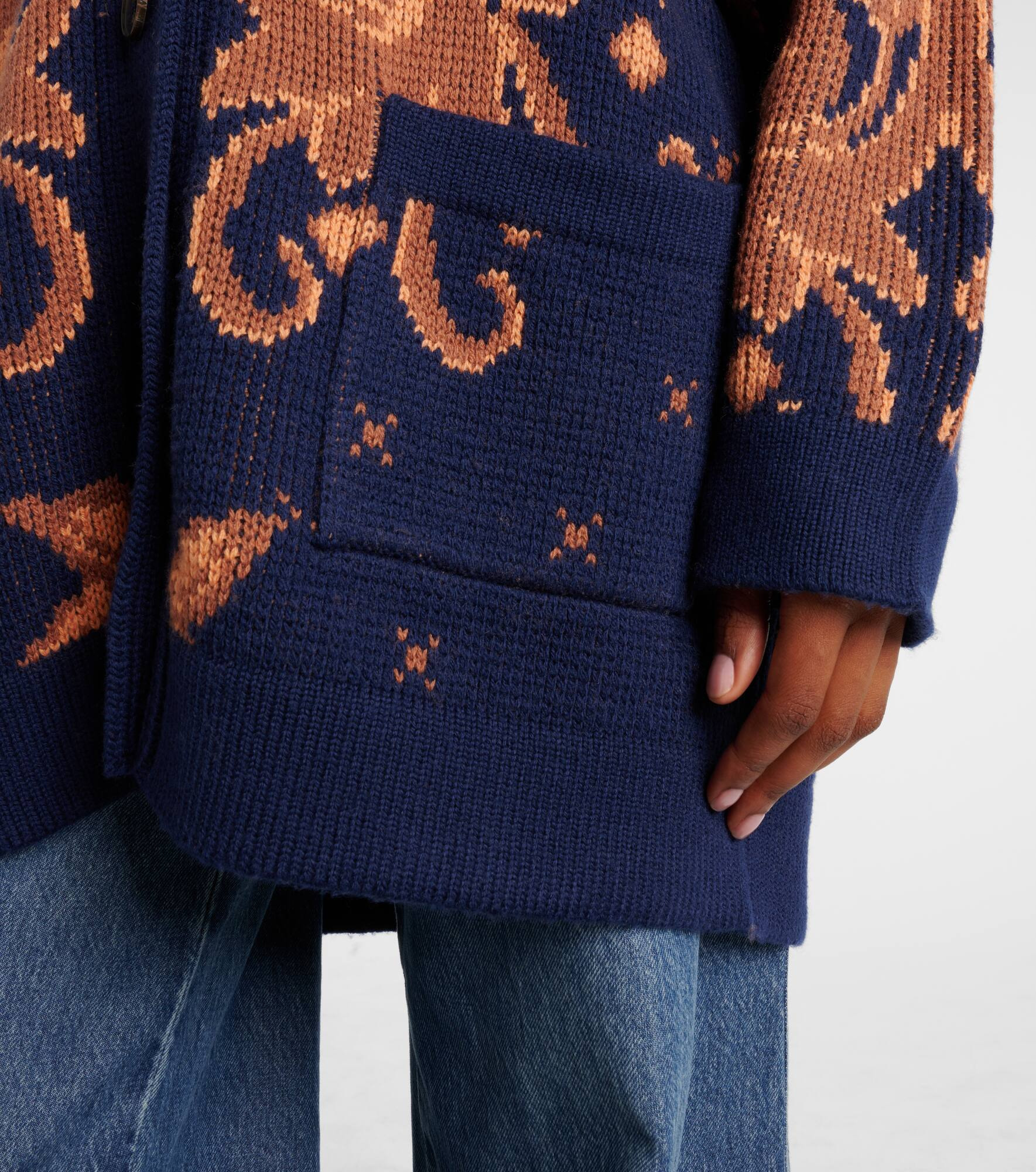 Jacquard wool cardigan - 5
