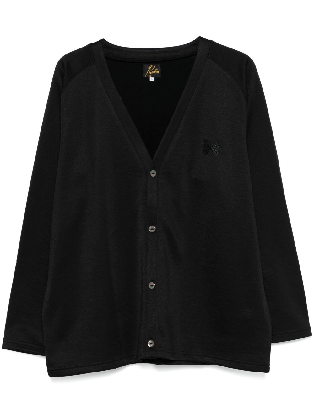 embroidered-logo cardigan - 1