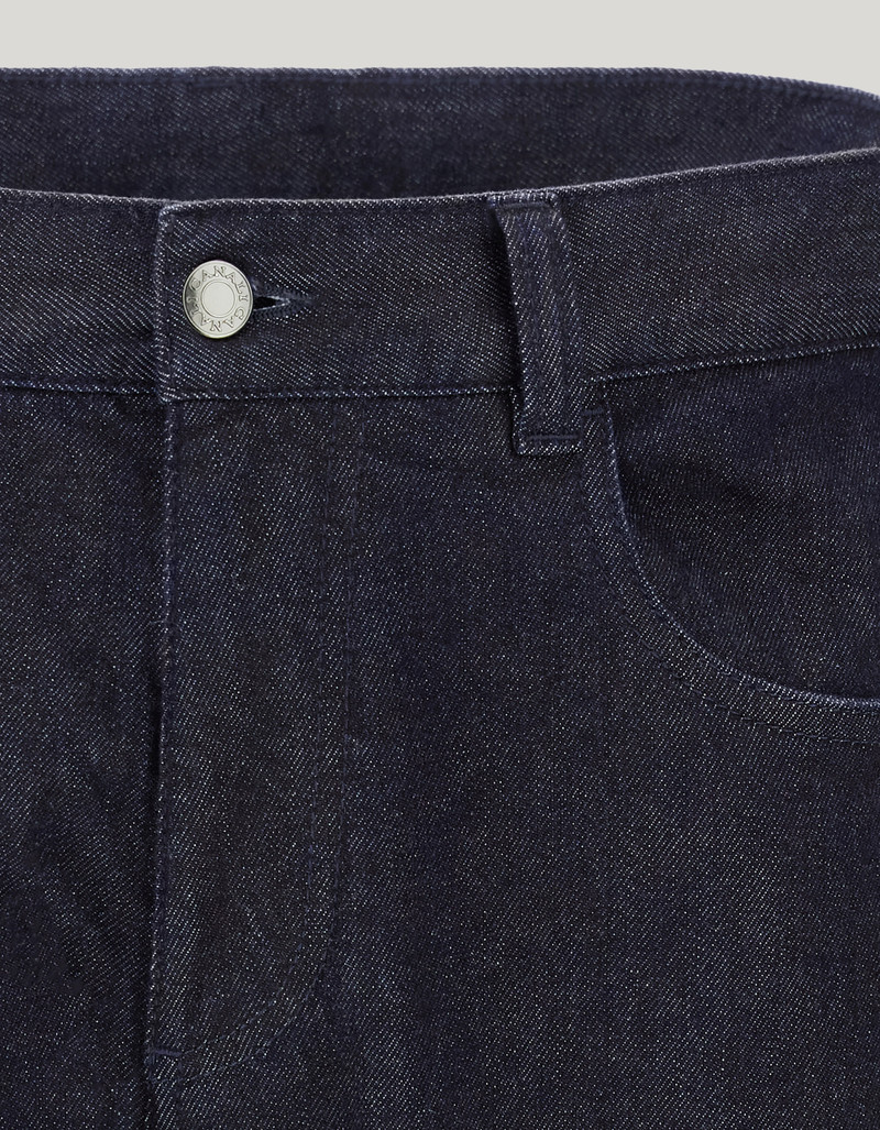 REGULAR FIT BLUE DRAWSTRING PANTS IN PURE LINEN 115