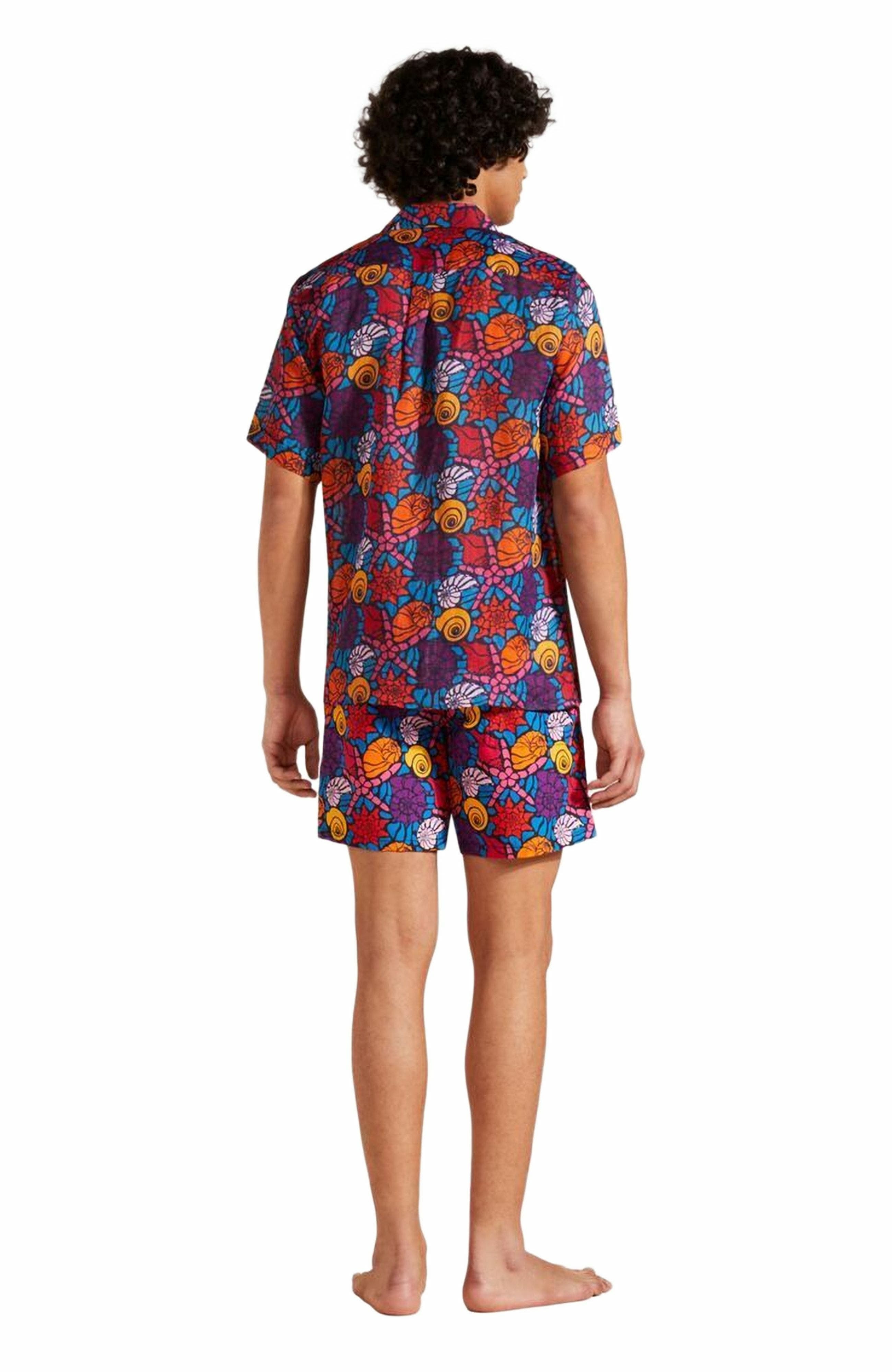 Vilebrequin Men's Bowling Linen Nomea Sea Shells Shirt in Bleu Marine at Nordstrom - 2