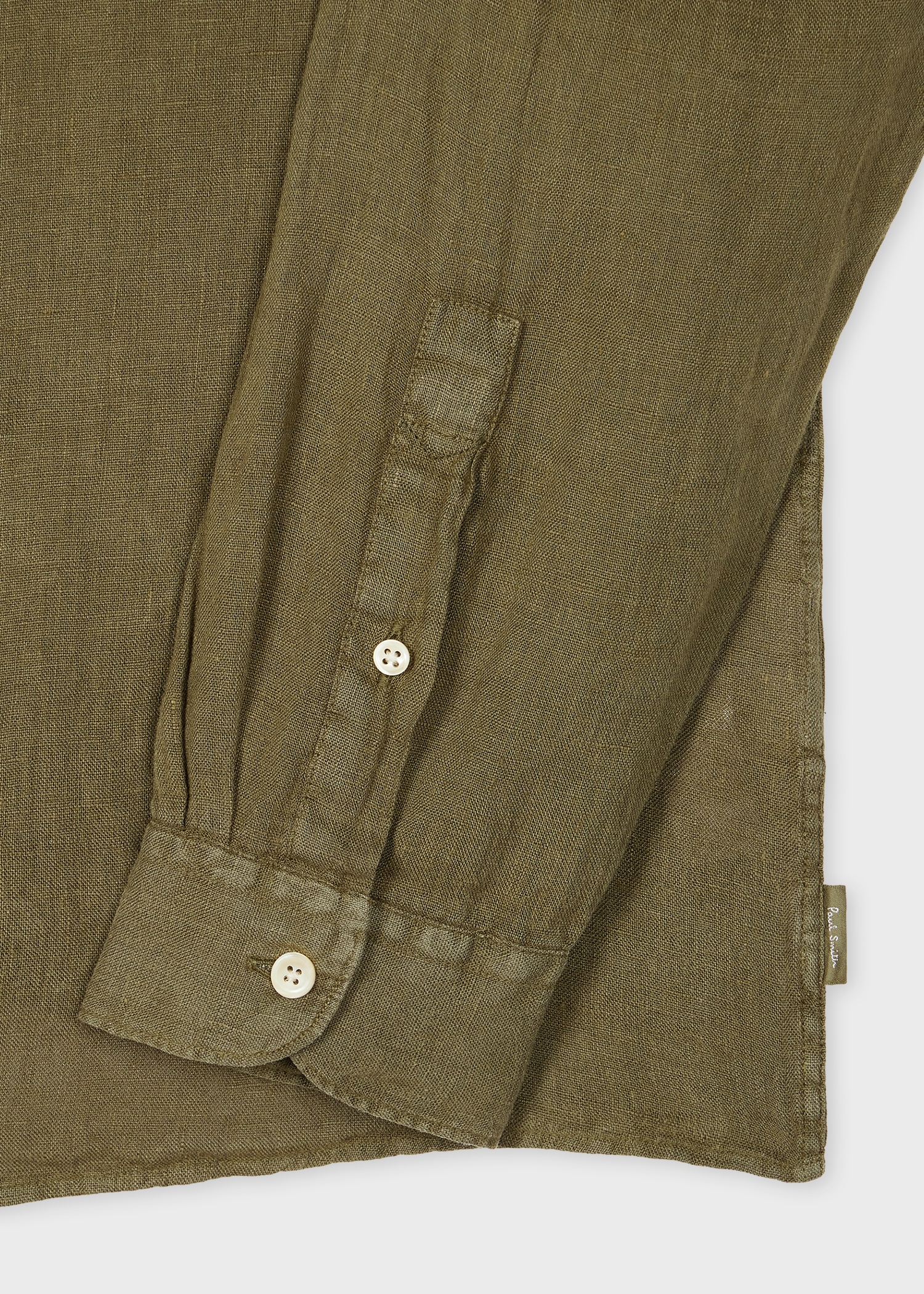 Khaki Linen Button-Down Collar Shirt - 2