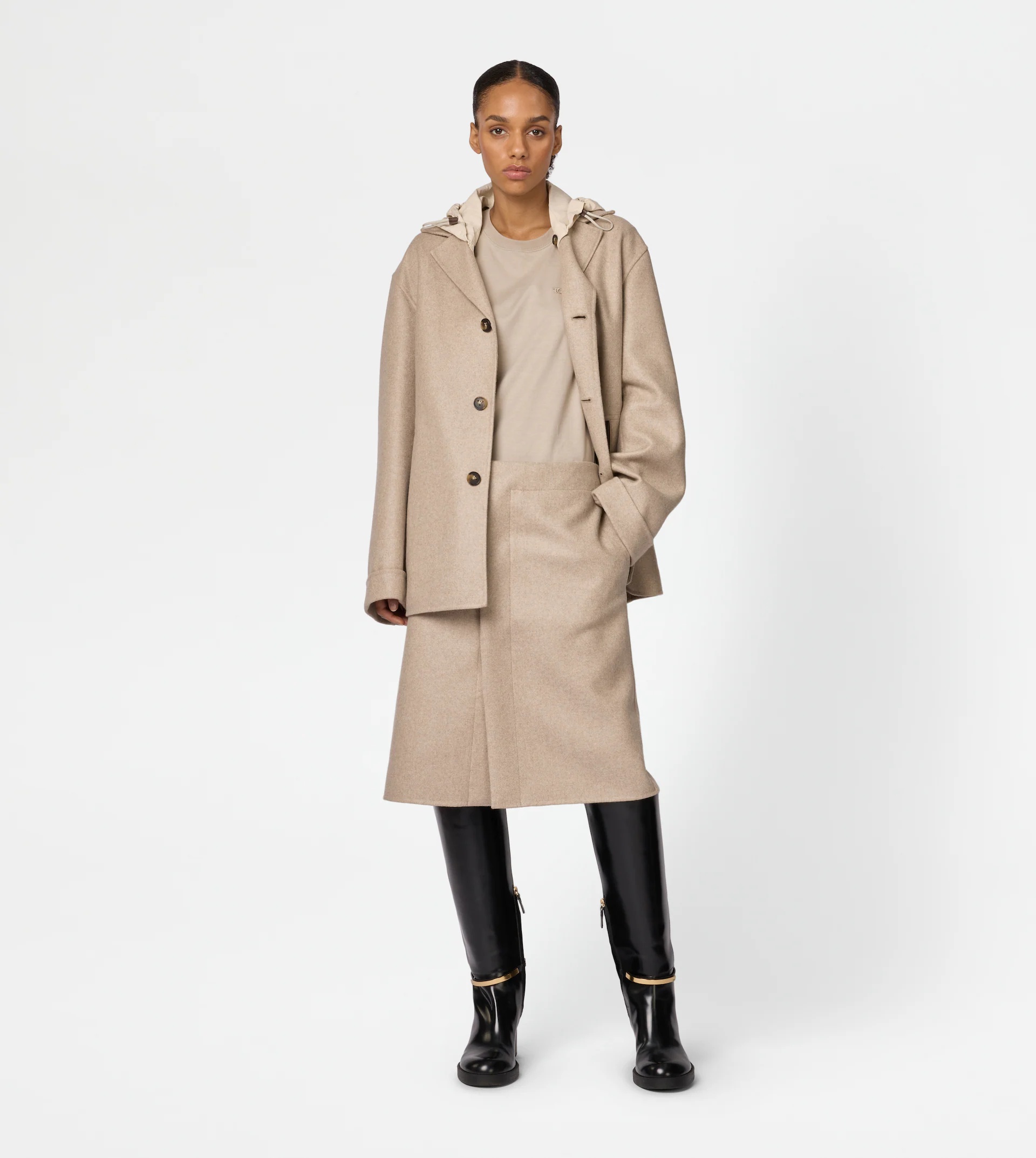 SKIRT IN DOUBLE CASHMERE - BEIGE - 2