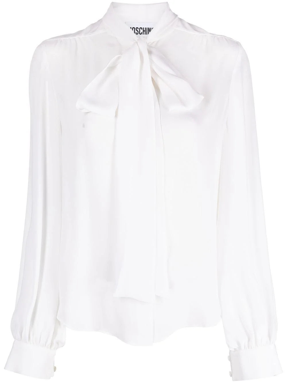 pussy-bow collar silk blouse - 1