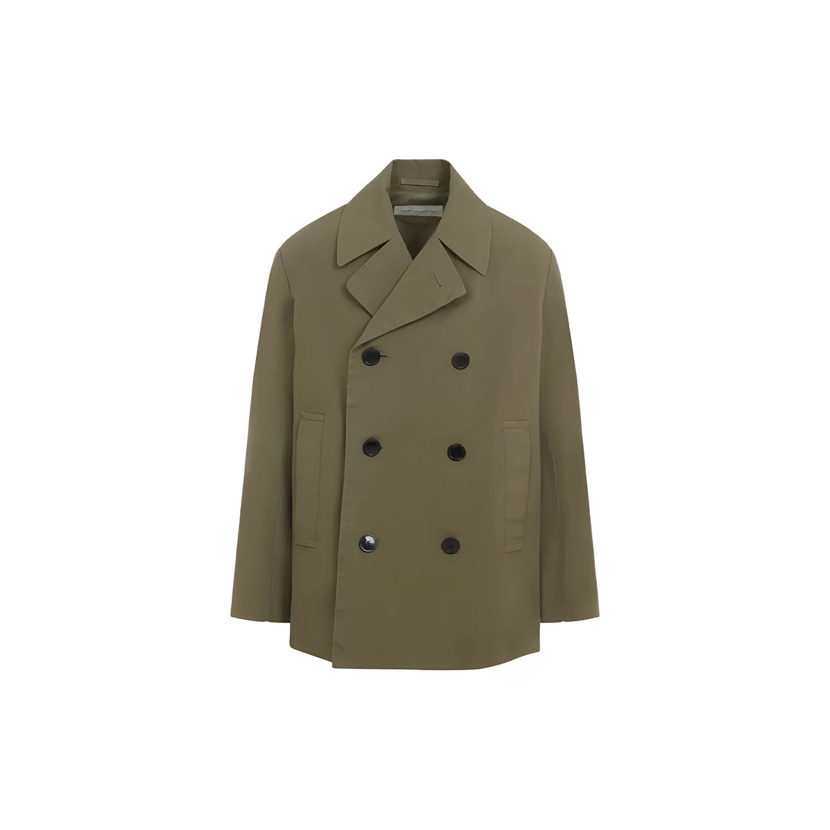 OVERSIZED DOUBLE BREASTED CROPPED COAT (GRAY) - 1