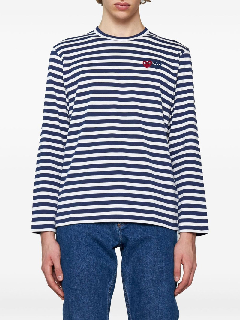 Comme des Garçons PLAY heart-patch striped cotton T-shirt outlook